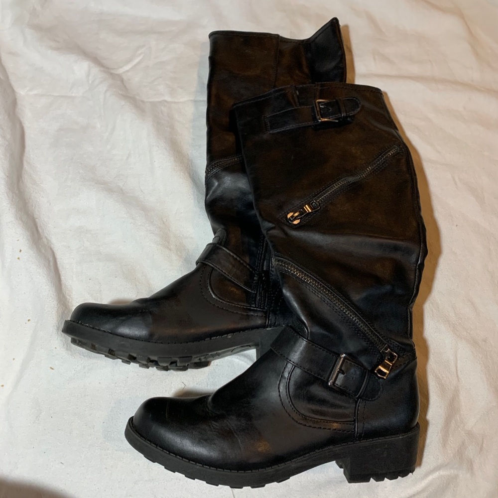 Thigh high combat boots